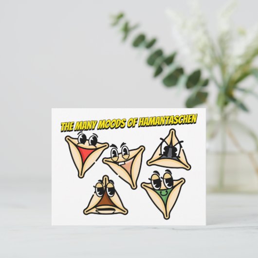 De stemmingen van Hamentashen Briefkaart (Staand voorkant)