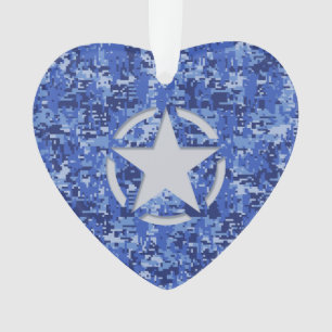 De Stencil Vintage Marineblauwe Digitale Camo van Ornament