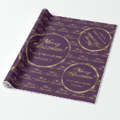 De Stephens familie Paarse Faux Gold Foil Script Cadeaupapier (Uitgerold)