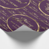 De Stephens familie Paarse Faux Gold Foil Script Cadeaupapier (Hoek)