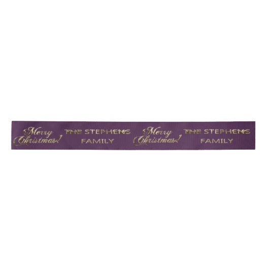 De Stephens Familienaam Elegant Faux Gold Script Satijnen Lint (Voorkant)