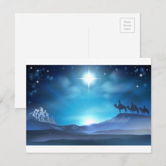 De Ster en de Wijzen van de Geboorte van Christus Feestdagenkaart (Voorkant / Achterkant)