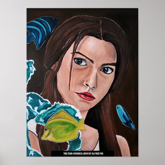 De ster gekruiste minnaar schilderij van Alfred Fo Poster (Voorkant)