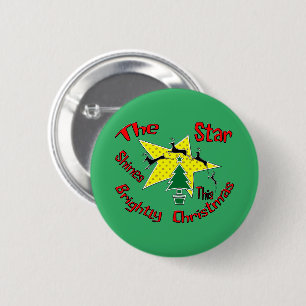 De ster schittert deze kerst helder ronde button 5,7 cm