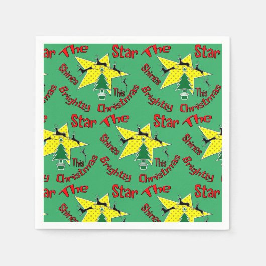 De ster schittert deze kerst helder servet (Voorkant)