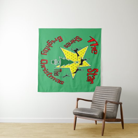 De ster schittert helder deze kerstMok Wandkleed (In Situ (horizontaal))