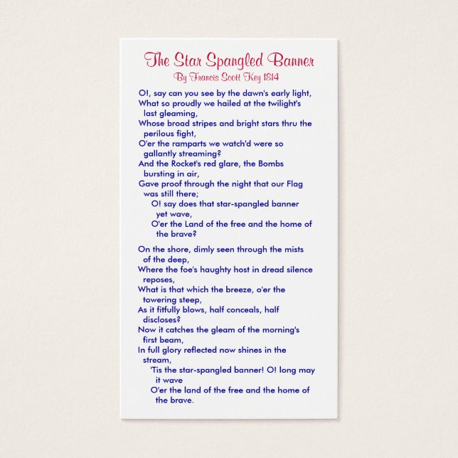 De ster Spangled Banner (4) Visitekaartjes (Voorkant)