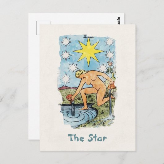 De Ster Tarotkaart Aquarelschildering Briefkaart (Voorkant / Achterkant)