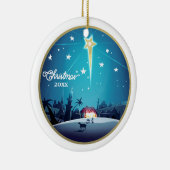 De ster van Bethlehem. Aangepast kerstjaar Keramisch Ornament (Rechts)