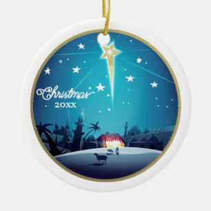 De ster van Bethlehem. Aangepast kerstjaar Keramisch Ornament