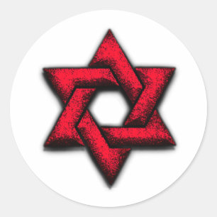 De ster van David Red Ronde Sticker