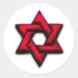 De ster van David Red Ronde Sticker