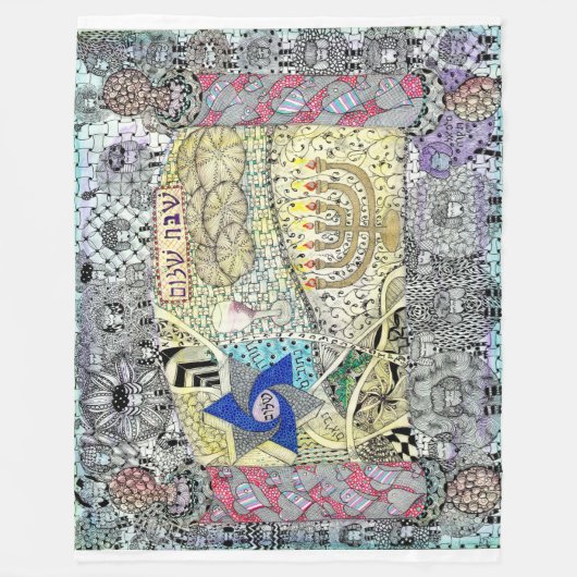 De ster van David, Shabbat Shalom Blanket Fleece Deken (Voorkant)