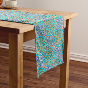 De ster van David Turquoise Table Runner Lange Tafelloper