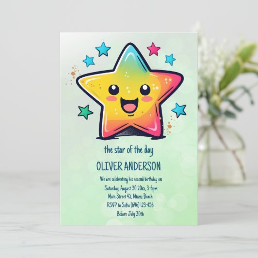De ster van de dag Verjaardagsster thema Kaart (Staand voorkant)