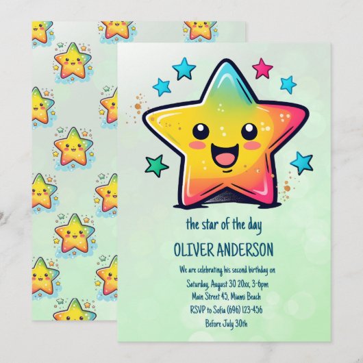 De ster van de dag Verjaardagsster thema Kaart (Voorkant / Achterkant)