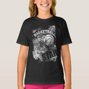 De Ster van het basketbal, Zwart Basketbal Grunge T-shirt
