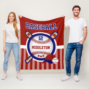 De Ster van het honkbal in Donkerrood en Blauw Fleece Deken