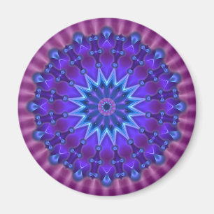 De ster van Mandala in blauwe   magenta bloem Magneet