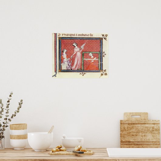 De sterke Vrouw van de Manuscripten die draaien Poster (Keuken)