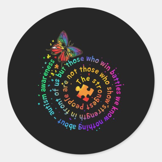 De sterkste bekendheid van de Butterfly-autisme Ronde Sticker (Voorkant)