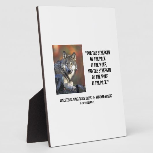 De sterkte van het pakket is de Wolf Kipling Quote Fotoplaat (Zijkant)