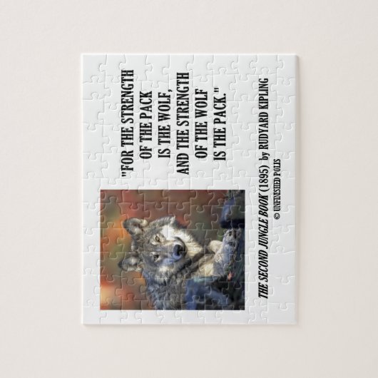 De sterkte van het pakket is de Wolf Kipling Quote Legpuzzel (Verticaal)