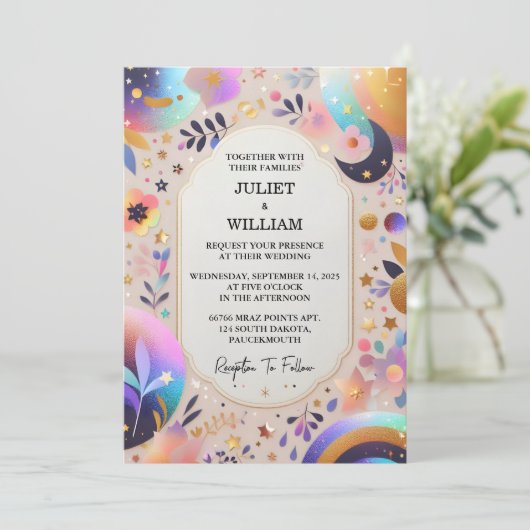 De sterren Glam Bright Pastel Ombre Glitter Bruilo Kaart (Staand voorkant)