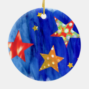 De sterren in de kerstversiering van de heldere he keramisch ornament