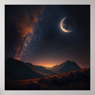 De sterren schijnen in de hemel en de maan -3 poster