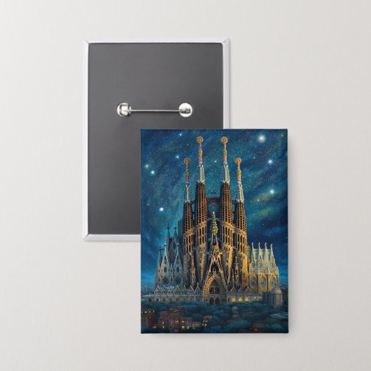 De sterrendroom van Gaudi | Barcelona Sagrada Fami Button (Voorkant / Achterkant)
