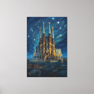 De sterrendroom van Gaudi   Barcelona Sagrada Fami Canvas Afdruk