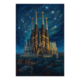 De sterrendroom van Gaudi   Barcelona Sagrada Fami Perfect Poster