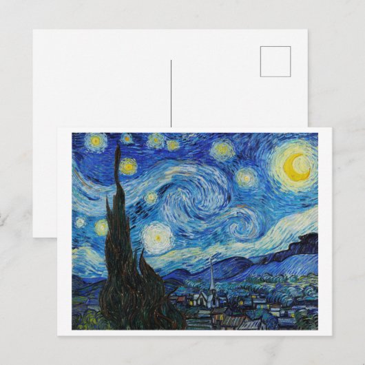 "DE STERRENNACHT", 1889, VAN VINCENT VAN GOGH BRIEFKAART (Voorkant / Achterkant)