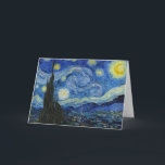 De Sterrennacht, 1889, van Vincent van Gogh Kaart<br><div class="desc">De Sterrennacht,  1889 van Vincent van Gogh. Het schildert het uitzicht af uit het oostelijke raam van zijn asielkamer op Saint-Rémy-de-Provence,  vlak voor zonsopgang,  met toevoeging van een denkbeeldig dorp.</div>