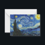 De Sterrennacht, 1889, van Vincent van Gogh Notitiekaartje<br><div class="desc">De Sterrennacht,  1889 van Vincent van Gogh. Het schildert het uitzicht af uit het oostelijke raam van zijn asielkamer op Saint-Rémy-de-Provence,  vlak voor zonsopgang,  met toevoeging van een denkbeeldig dorp.</div>