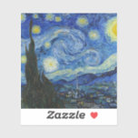 De Sterrennacht, 1889, van Vincent van Gogh Sticker<br><div class="desc">De Sterrennacht,  1889 van Vincent van Gogh. Het schildert het uitzicht af uit het oostelijke raam van zijn asielkamer op Saint-Rémy-de-Provence,  vlak voor zonsopgang,  met toevoeging van een denkbeeldig dorp.</div>