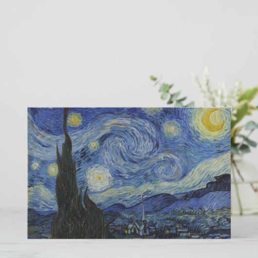 De Sterrennacht 1889 Vincent van Gogh Briefpapier (Staand voorkant)