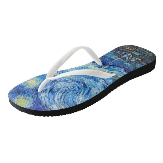 De Sterrennacht (1889) Vincent van Gogh Landschap Teenslippers (Schuin)