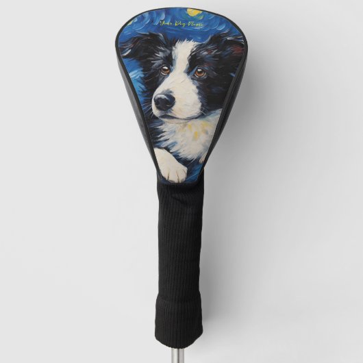 De sterrennacht - Border Collie Dog 001 - Qian wa Golfheadcover (Voorkant)