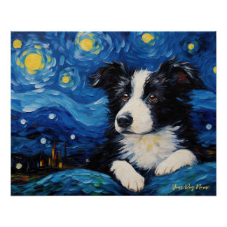 De sterrennacht - Border Collie Dog 001 - Qian wa Perfect Poster