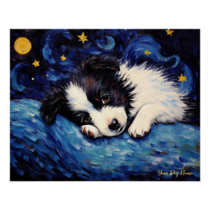De sterrennacht - Border Collie Dog 002 - Qian wa Perfect Poster