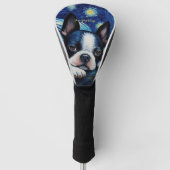 De sterrennacht - Boston Terrier Dog 001 - Qian w Golfheadcover (Voorkant)