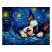 De sterrennacht - Boston Terrier Dog 002 - Qian w Perfect Poster (Voorkant)