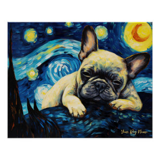De sterrennacht - Franse Bulldog 002 - Qian wan G Perfect Poster