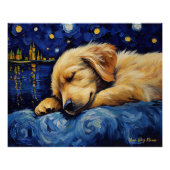 De sterrennacht - Golden Retriever Dog 003 - Qian Perfect Poster (Voorkant)