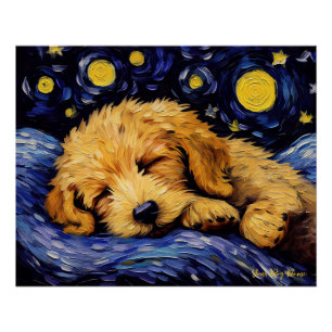 De sterrennacht - Goldendoodle Dog 001 - Qian wan Perfect Poster