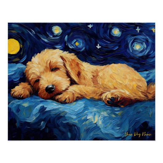 De sterrennacht - Goldendoodle Dog 002 - Qian wan Perfect Poster (Voorkant)