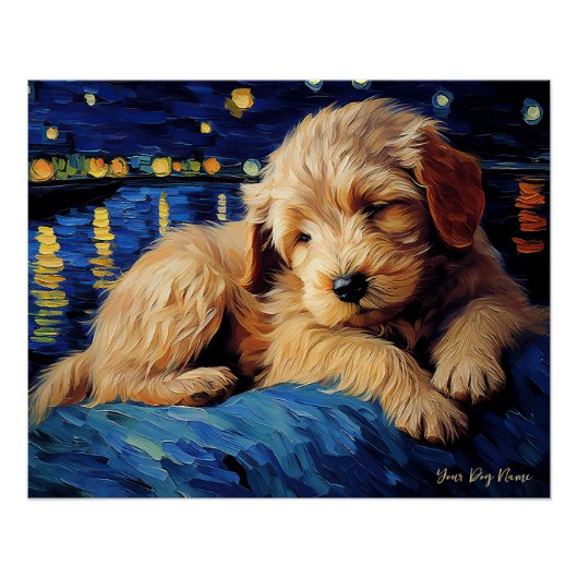 De sterrennacht - Goldendoodle Dog 003 - Qian wan Perfect Poster (Voorkant)