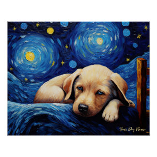 De sterrennacht - Labrador Retriever Puppy Dog 00 Perfect Poster